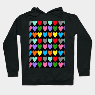 Bright Rainbow Hearts in Rows Hoodie